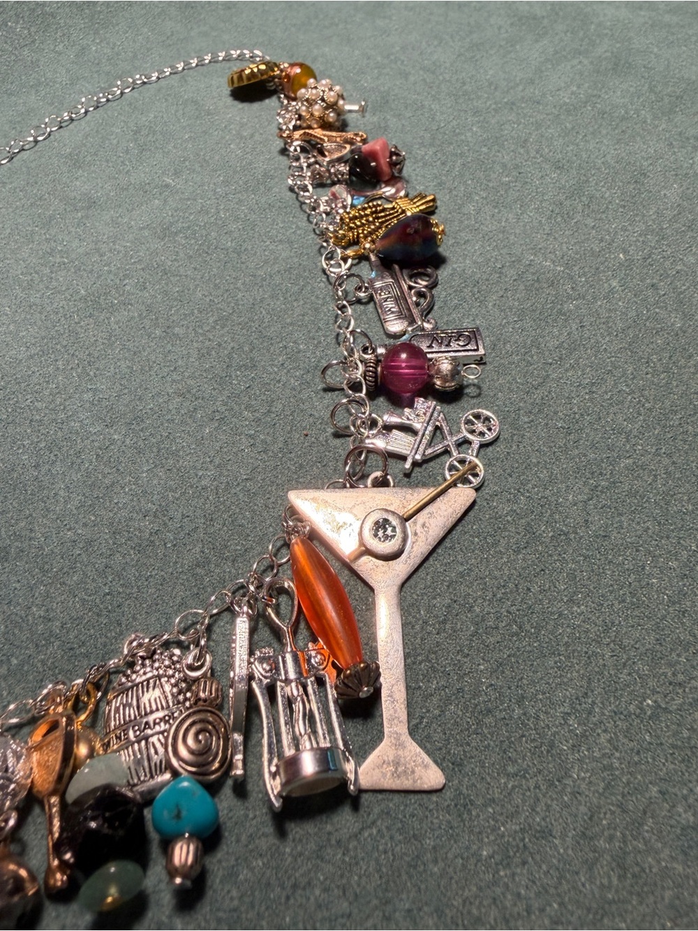 Silver Happy Hour Repurposed Charm Necklace